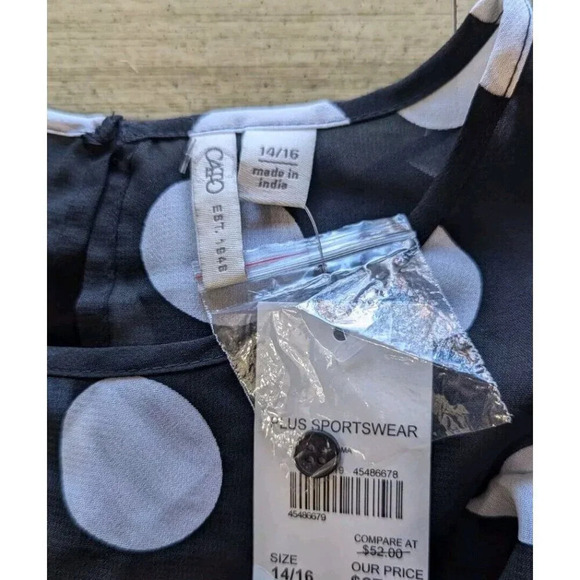 Est. 1946 Polka Dot Blouse Sz 14/16 Black Long Sheer Flouncy Sleeve Ruffled NEW - Picture 5 of 9